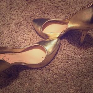 Gold metallic heels